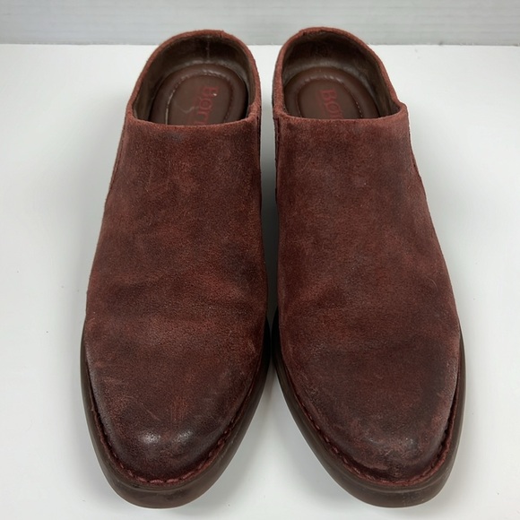 Born Starr Cherry Brown Distressed Leatger Heeled Slip On Booties Size 6.5 - Picture 2 of 8